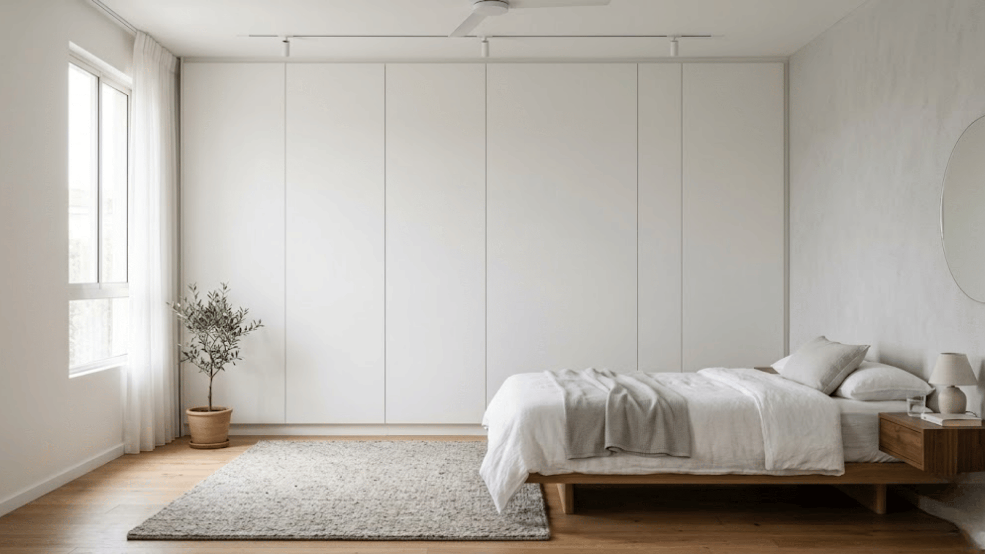 built in wardrobes with flush doors for minimalist bedroom ideas