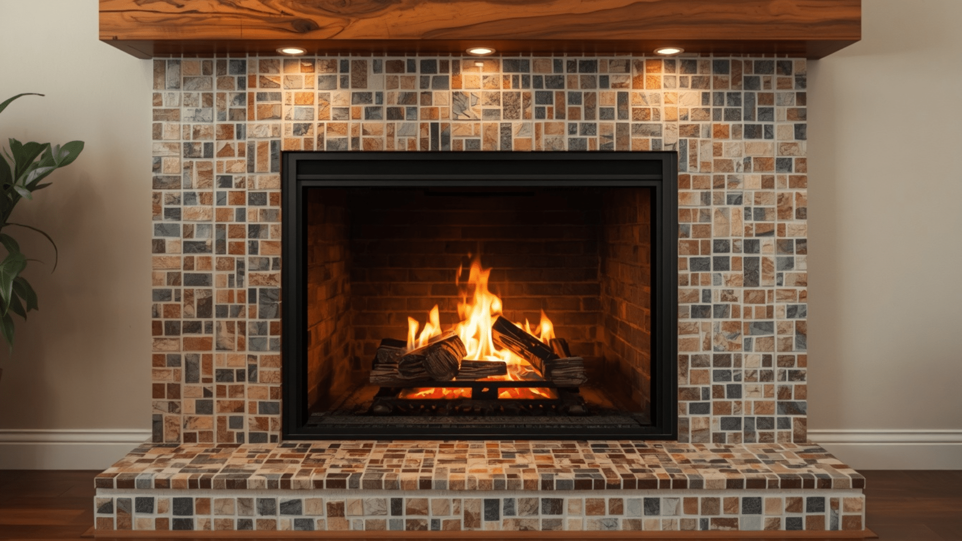 decorative fireplace tile arrangement creating a fresh updated look for a welcoming gathering space