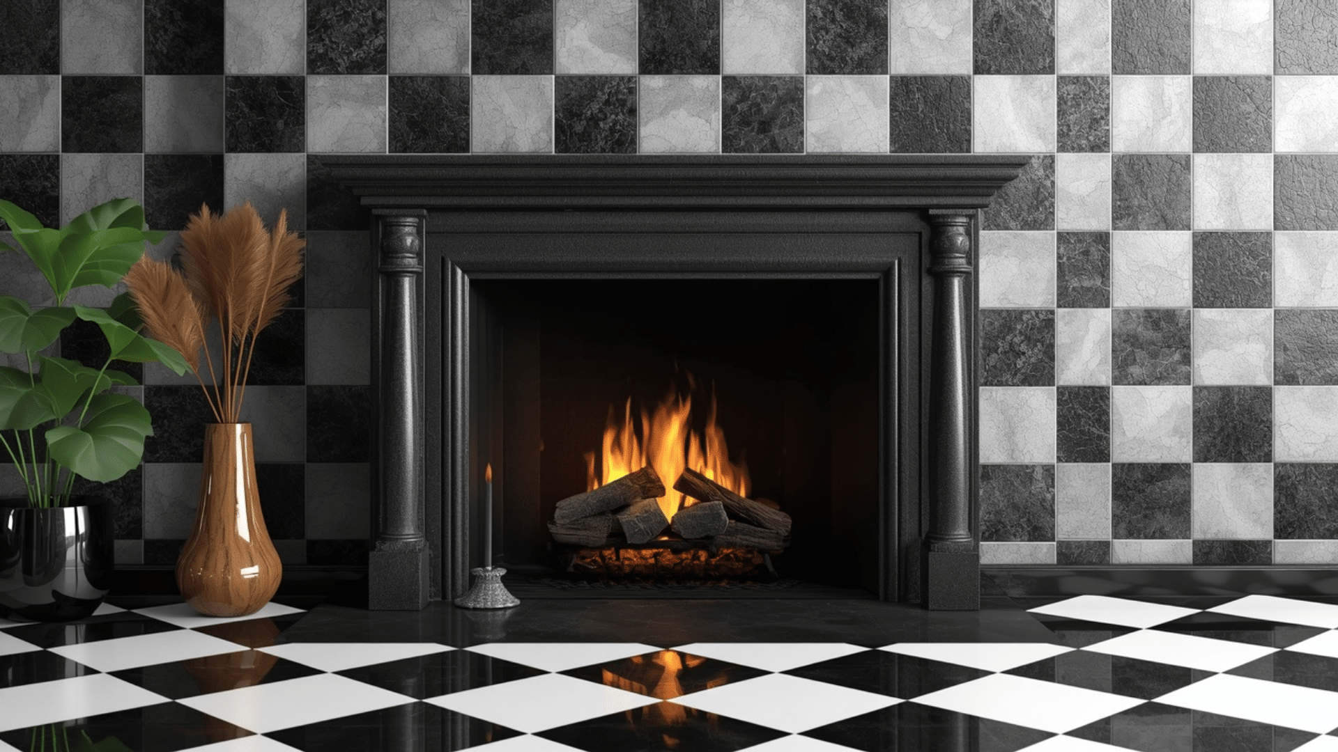 elegant fireplace makeover featuring soft toned tiles that brighten the overall living area