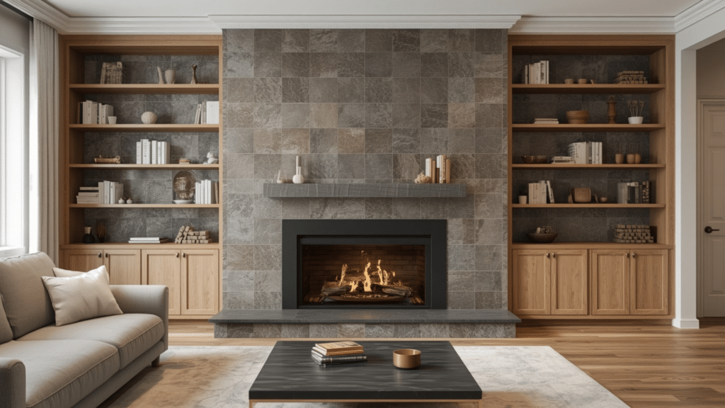 15 Modern Fireplace Tile Ideas for Your Home fireplace finished with decorative ceramic tiles creating a fresh focal point that enhances living room style and comfort