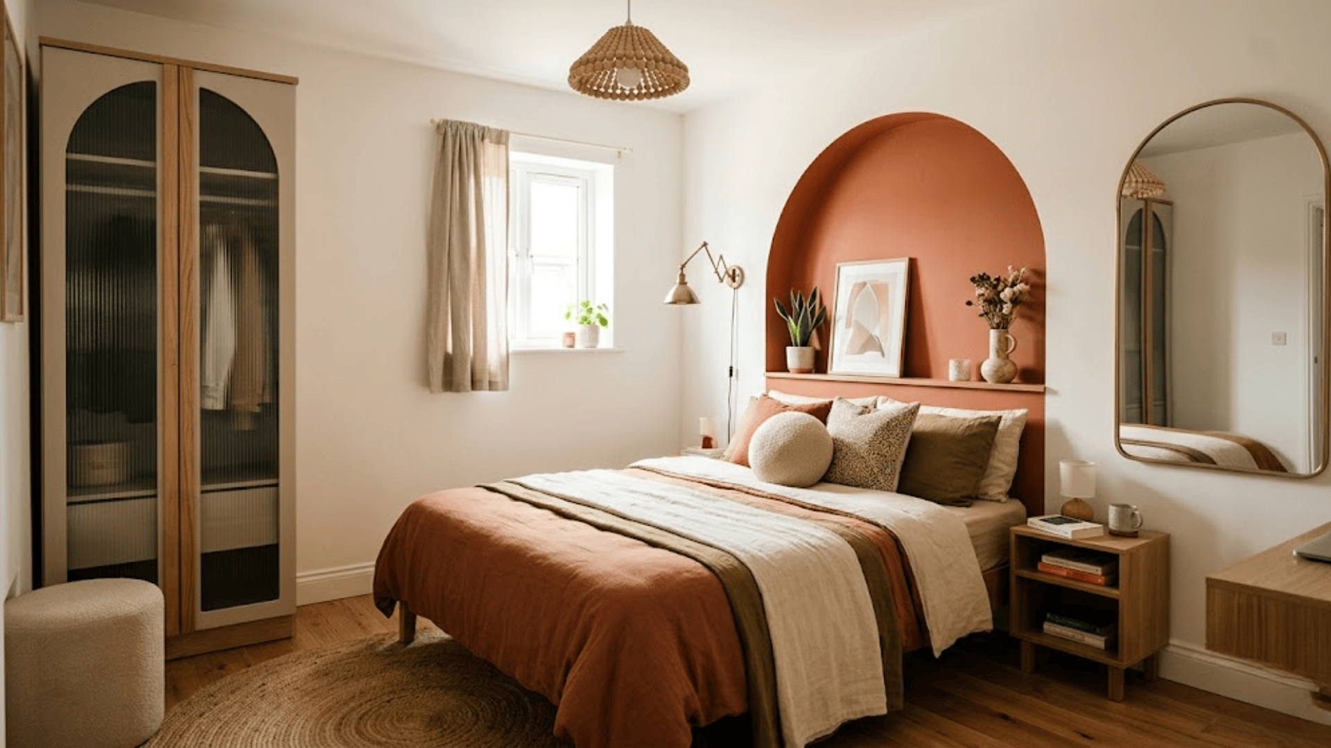 how to decorate small bedroom with arch shaped