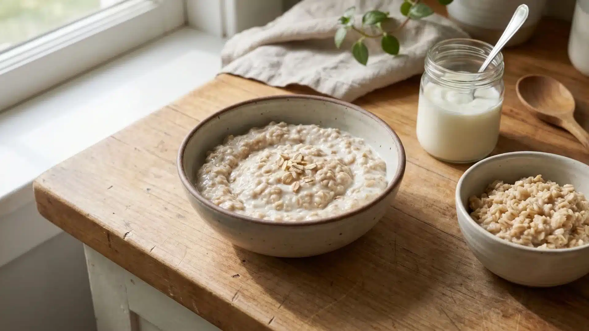 oatmeal and yogurt mixture in bowl for sensitive scalp mask