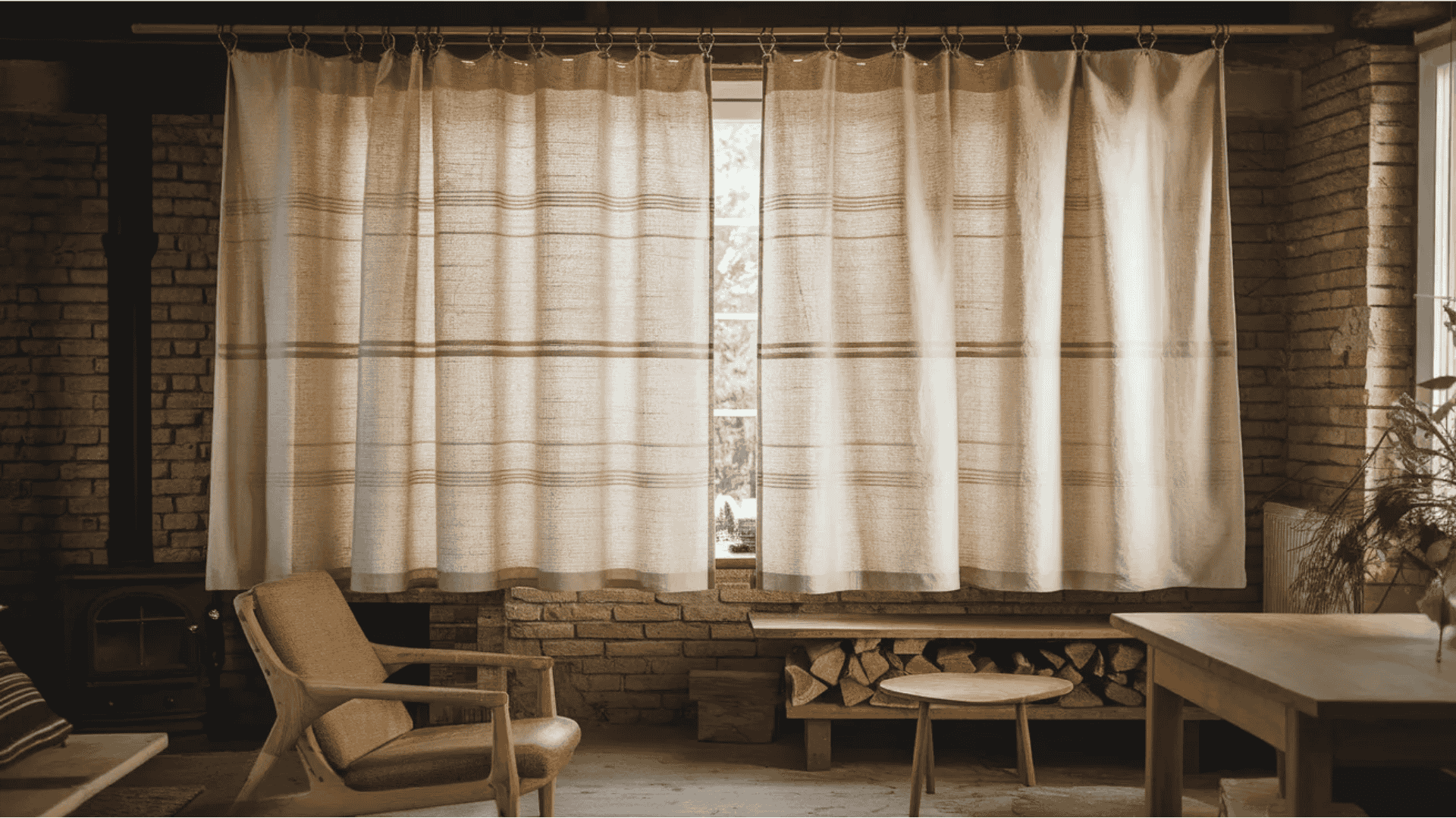 rustic living room cabin style curtains adding soft texture to modern rustic living room