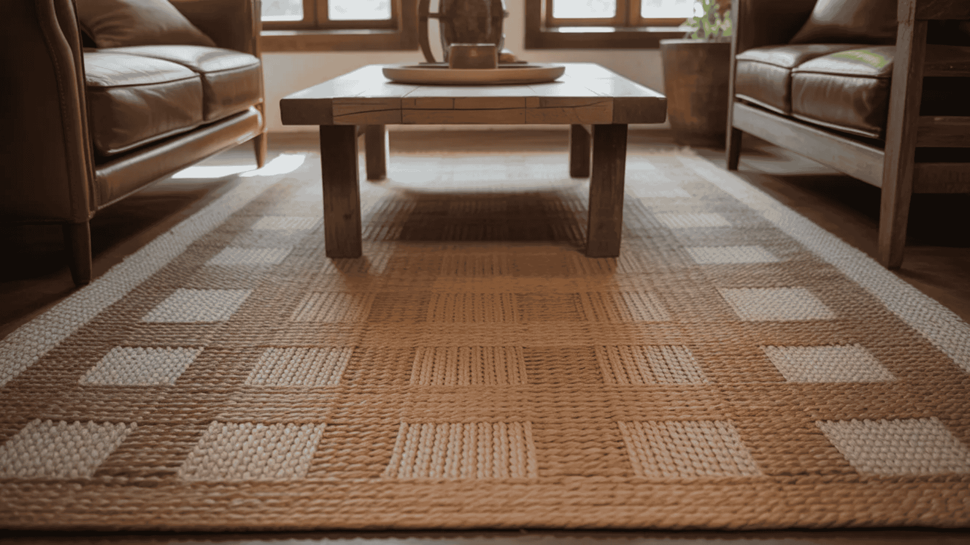 rustic living room natural fiber area rug adding texture to modern rustic living room design