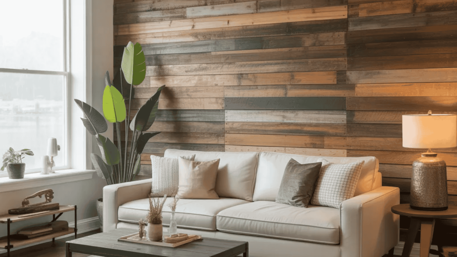 rustic living room with reclaimed wood feature wall natural texture and modern rustic living room style