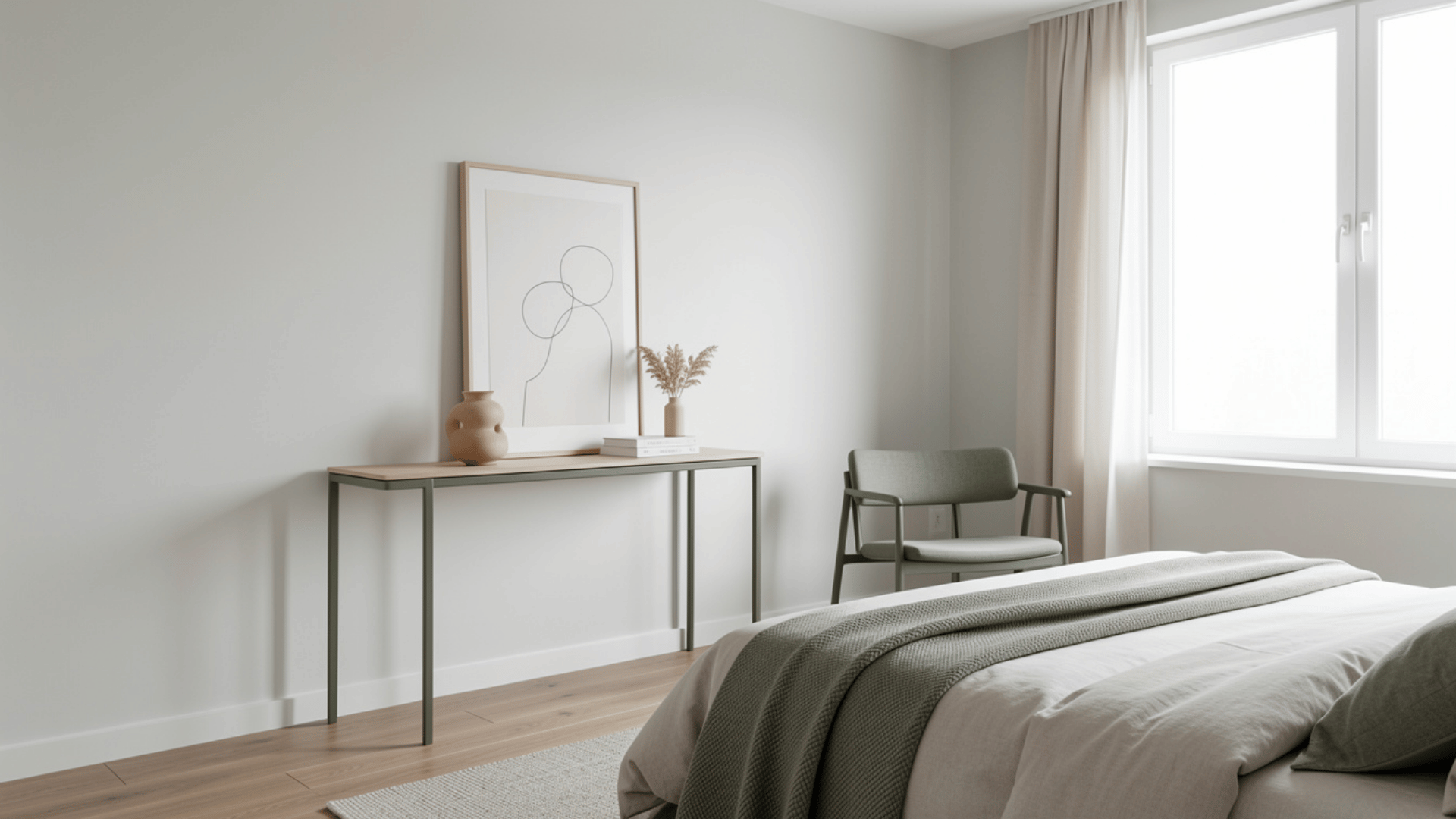 slim furniture gives minimalist look for small bedroom