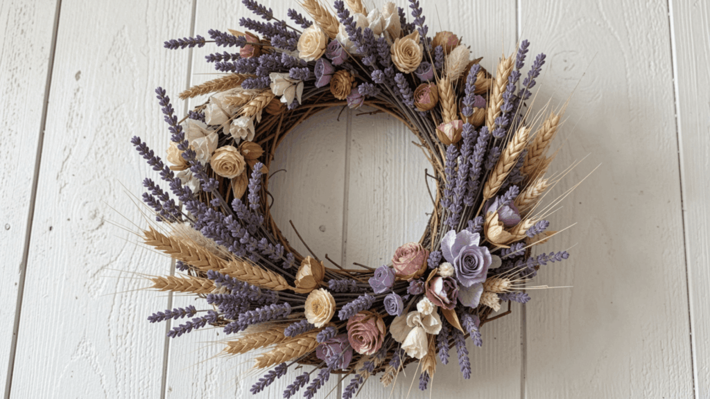 How to Make a Wreath at Home in 7 Easy Steps? step by step wreath making process using greenery flowers and a wire frame for home decoration (1)
