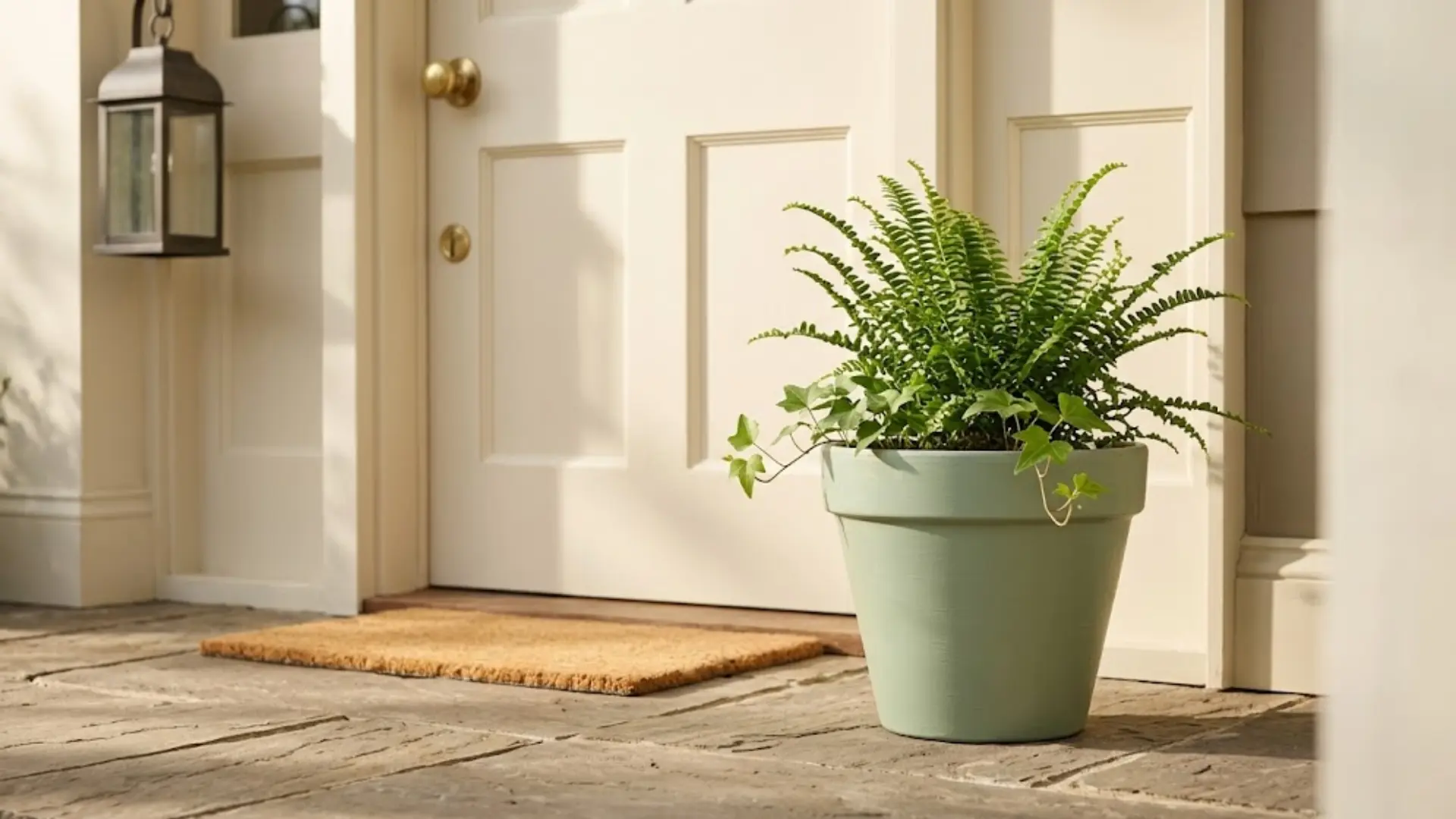 Budget-friendly painted terracotta planter adding color and charm to a sunny patio