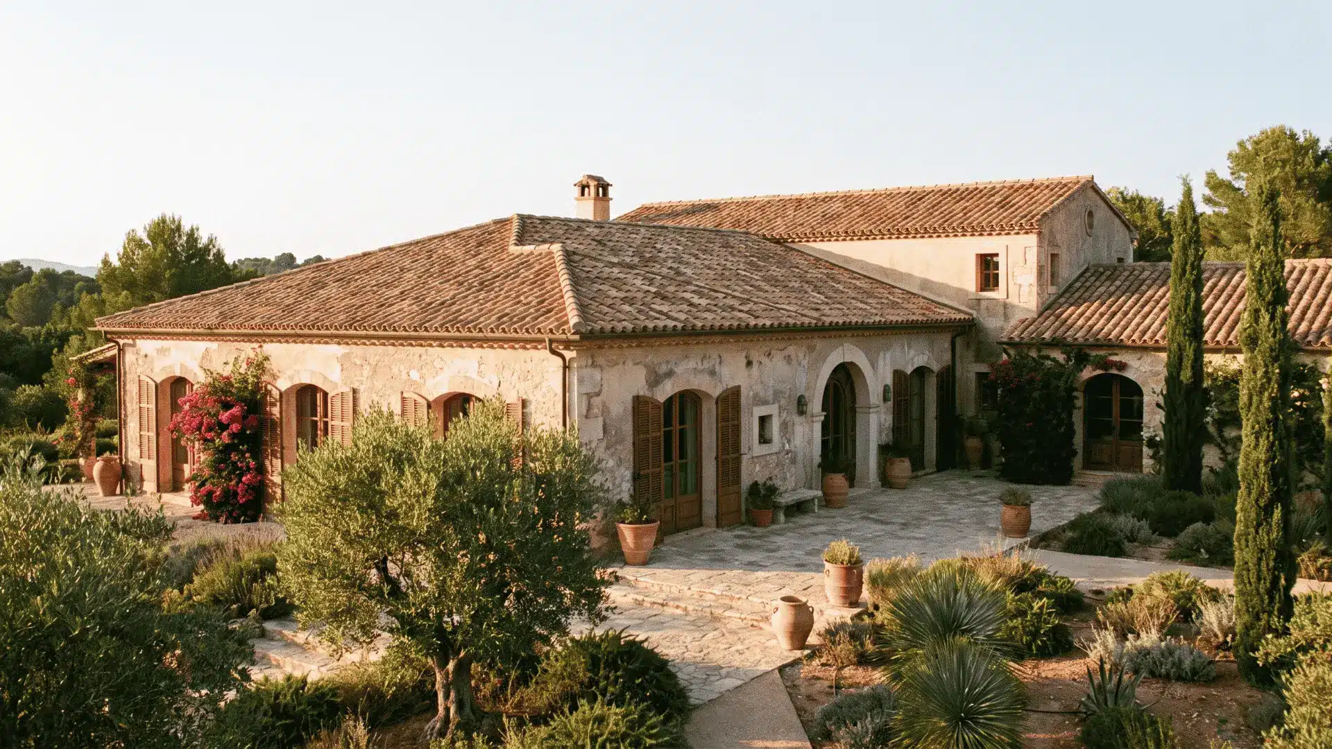Clay tile roof on a home showing durable traditional roofing materials.
