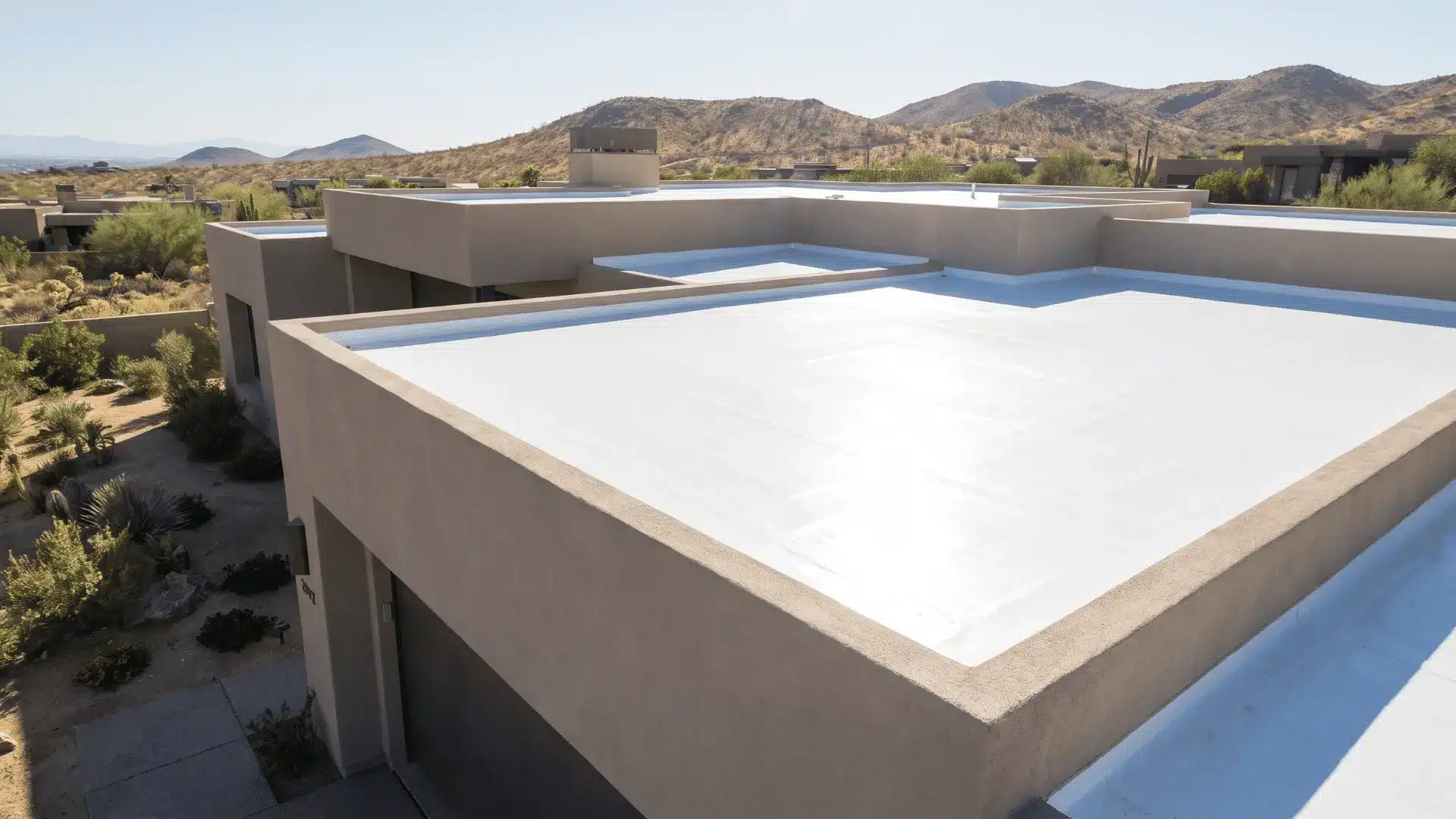 Reflective cool roof designed to reduce heat absorption in homes.