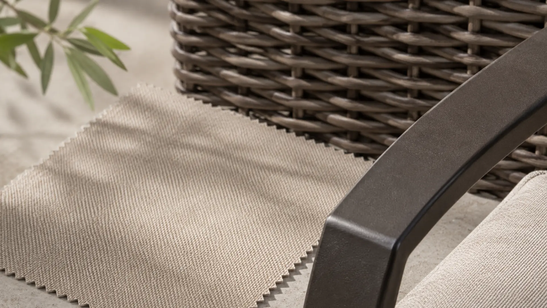 Weather-ready screen porch furniture fabric and frame materials