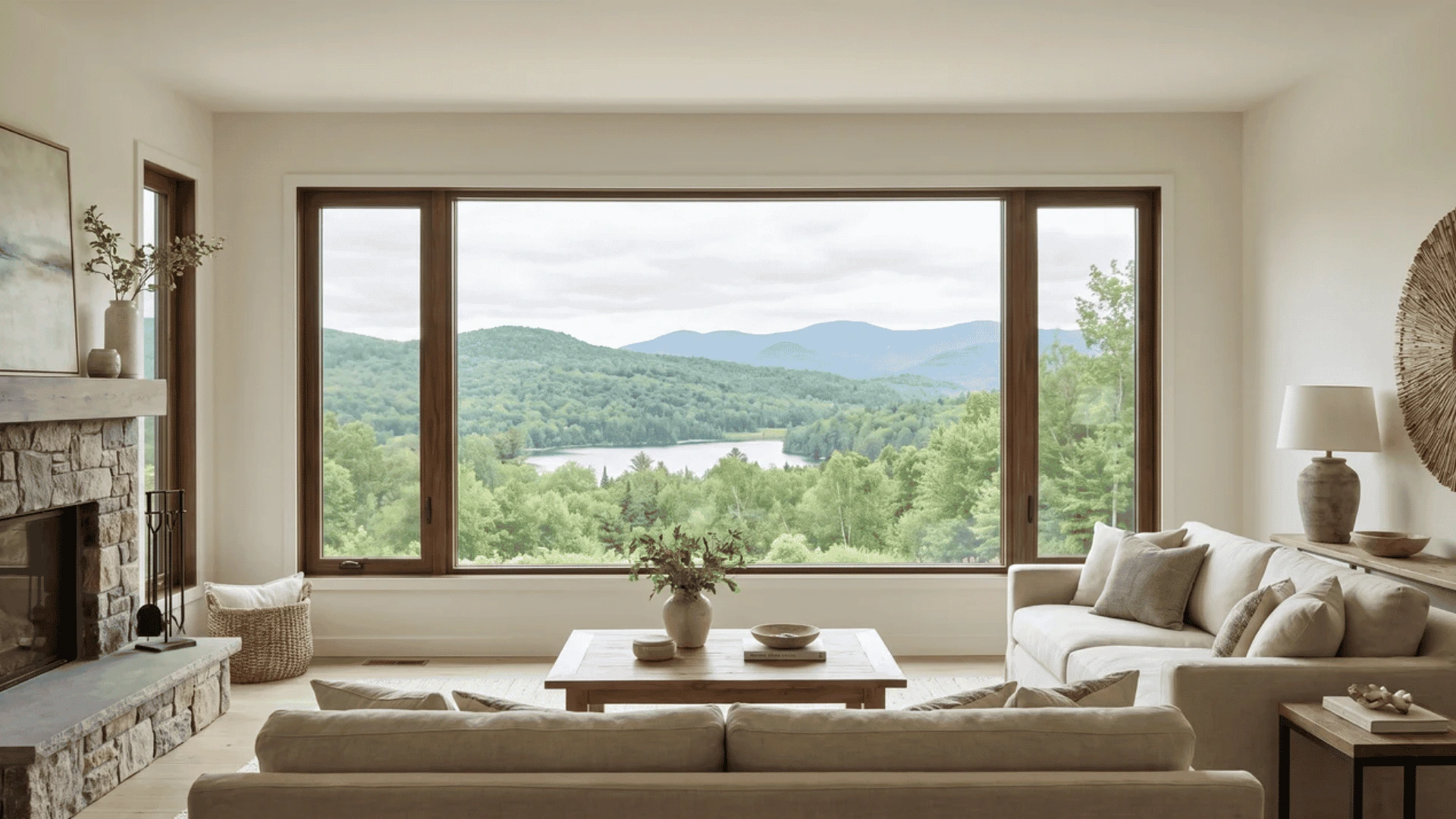 Large fixed picture window with a single glass panel and simple frame