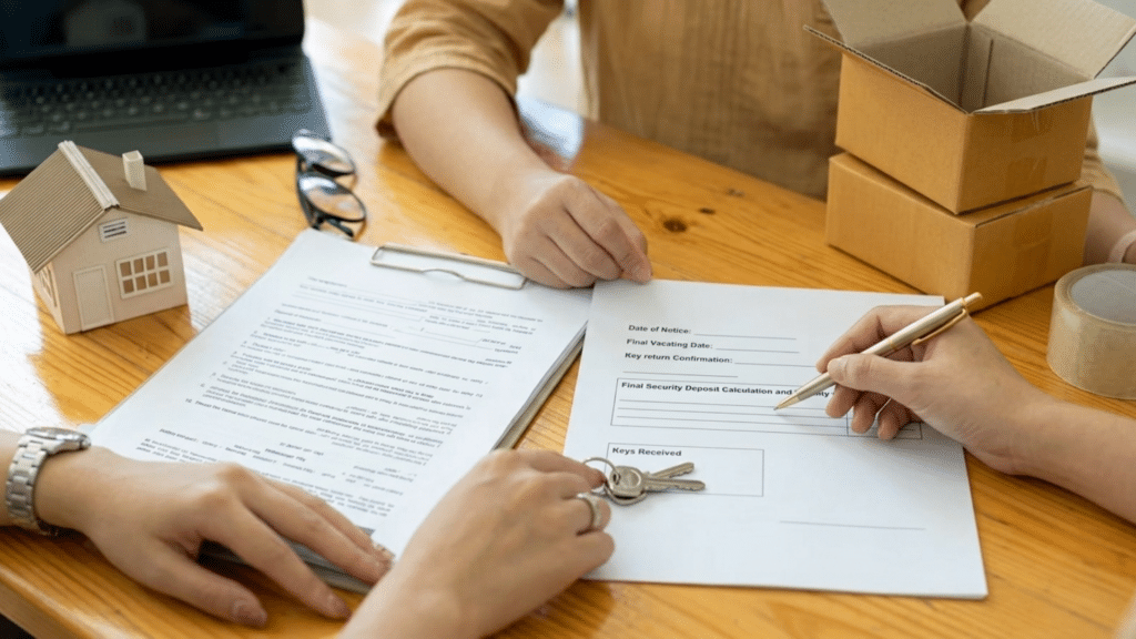 renter organizing lease documents and financial records before starting the process of breaking a lease legally