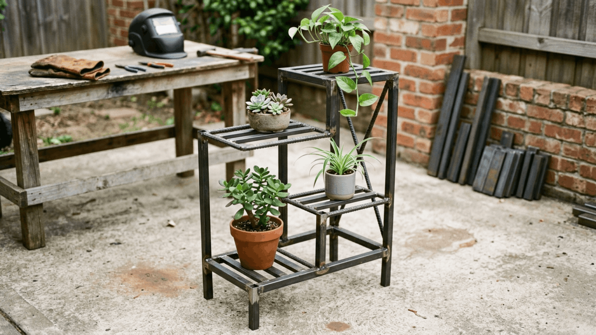 tubing welding idea with a sturdy metal garden bench made from recycled steel and simple welded joints