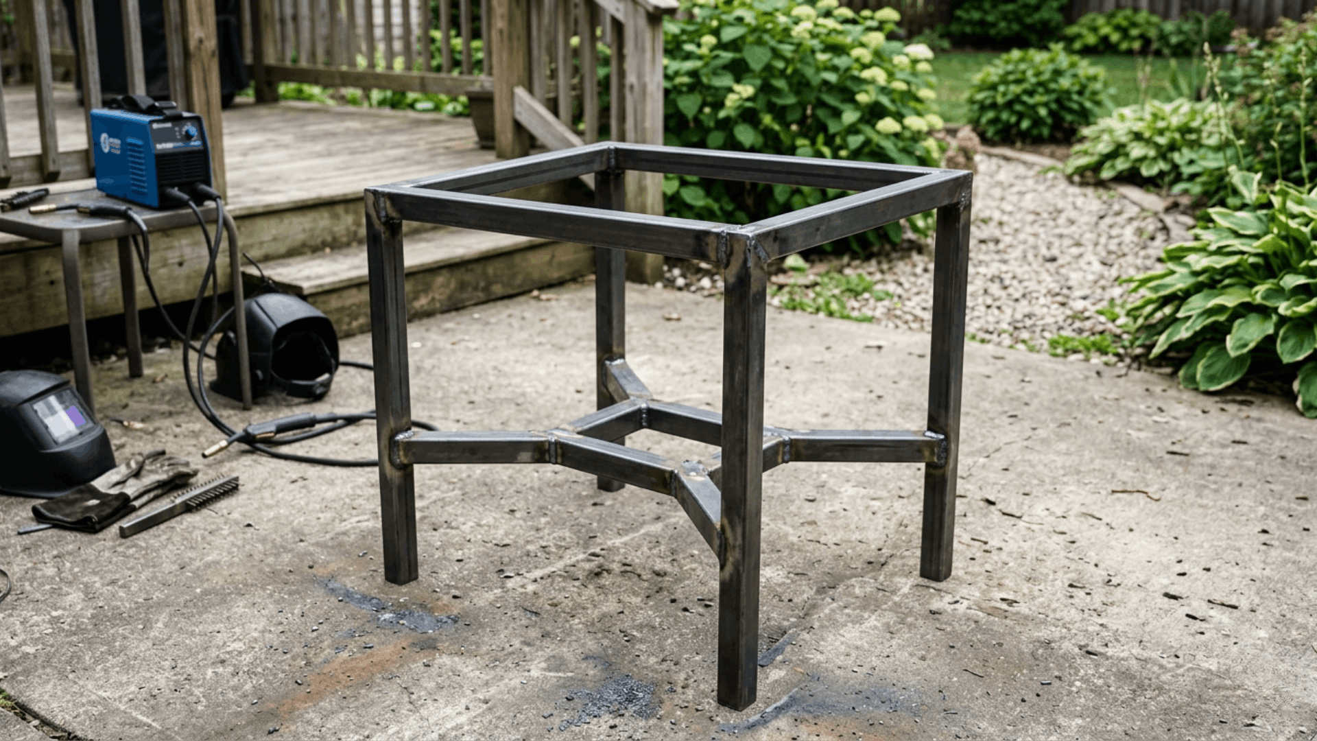 welding idea with a custom metal gate built using welded steel bars for security and style