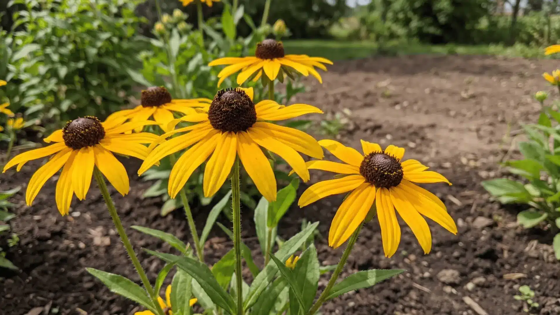 Black-Eyed Susan flowers with yellow petals and brown centers