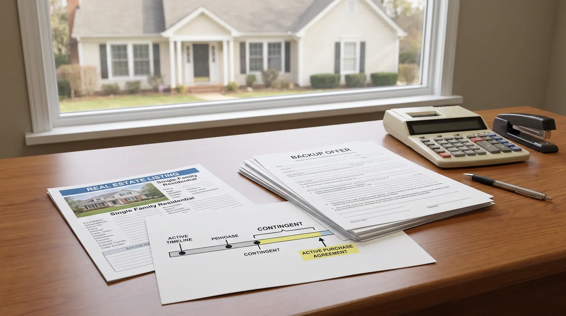 Home listing with backup offer paperwork showing a property under contract during the contingent phase.