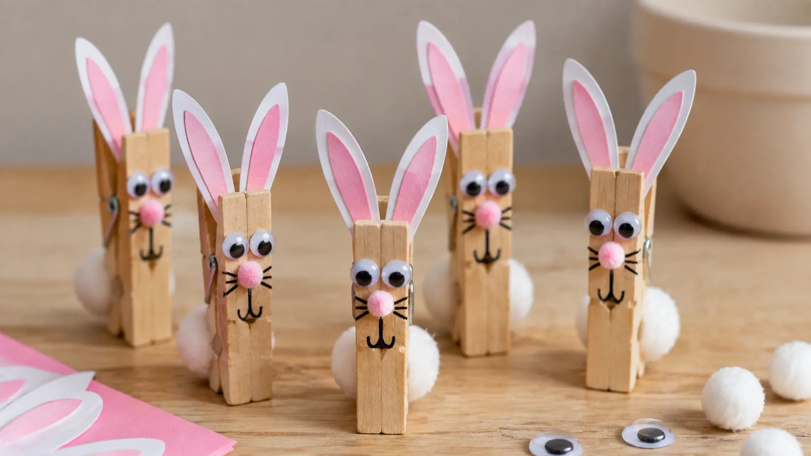 Wooden clothespin bunny Easter crafts