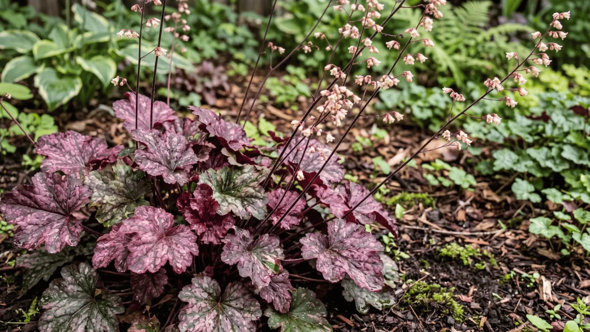 Coral Bells foliage with small flowers on stems