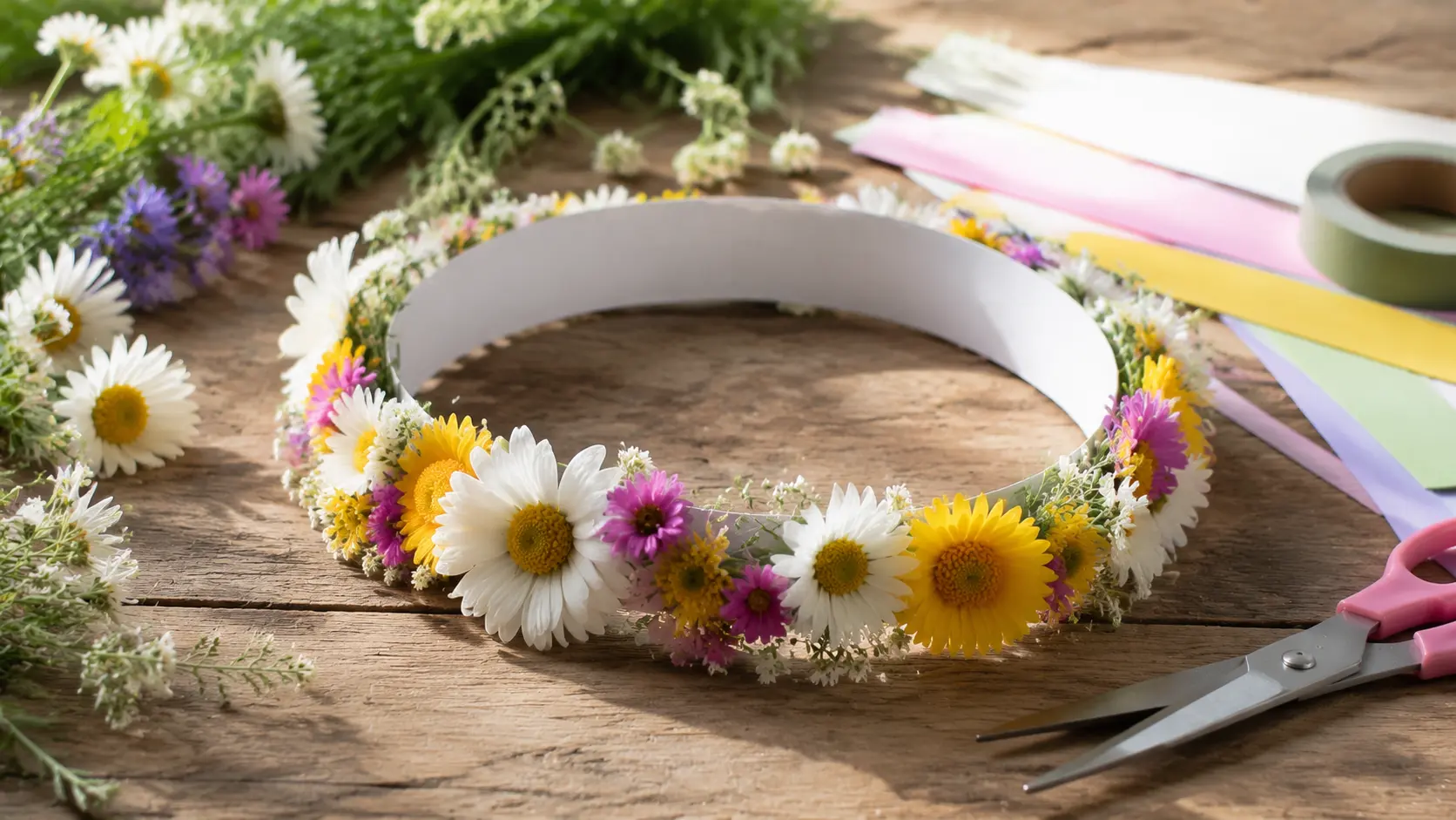Handmade Easter flower crown craft