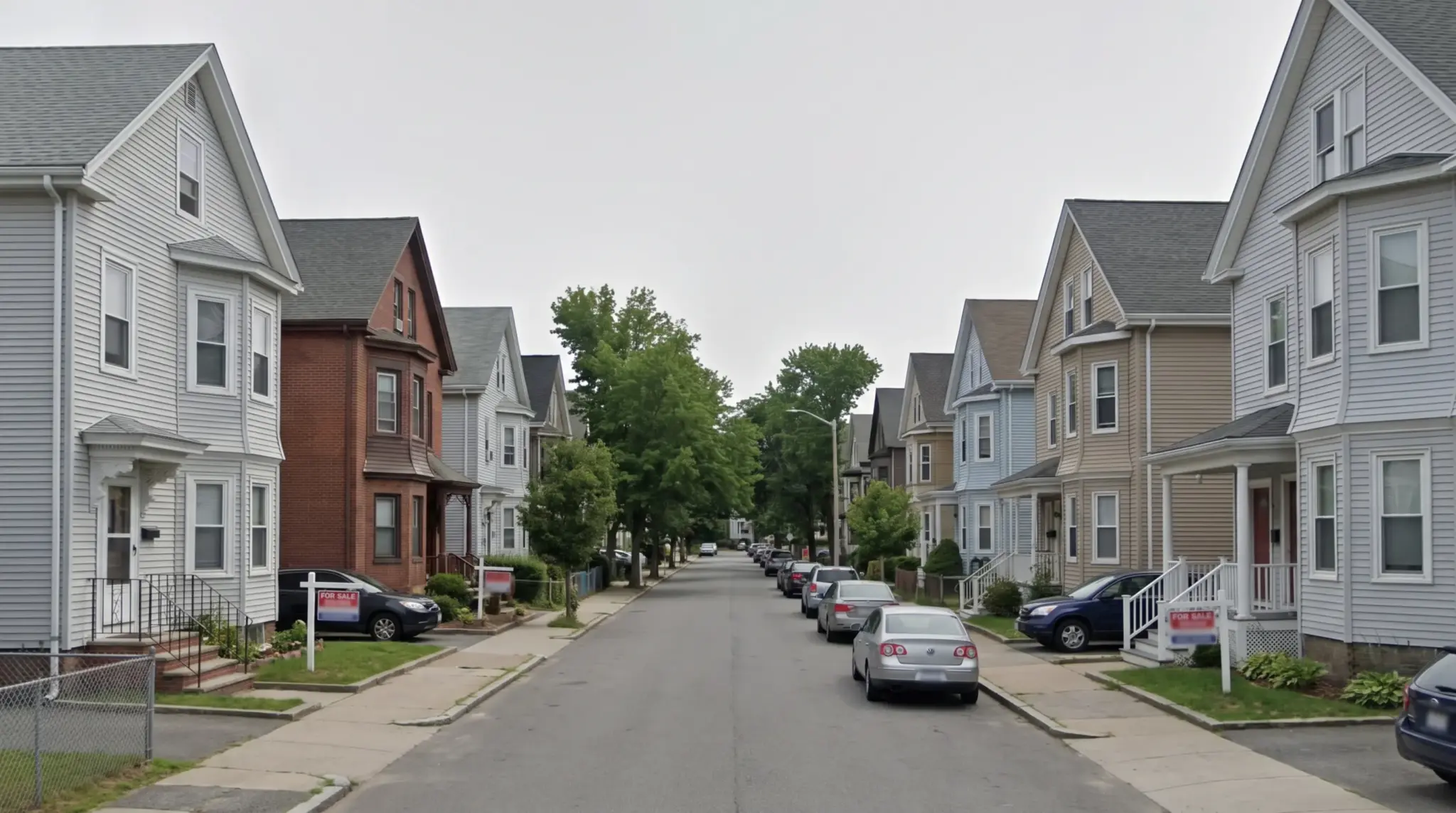 Closely spaced Northeast homes representing limited inventory and strong buyer competition