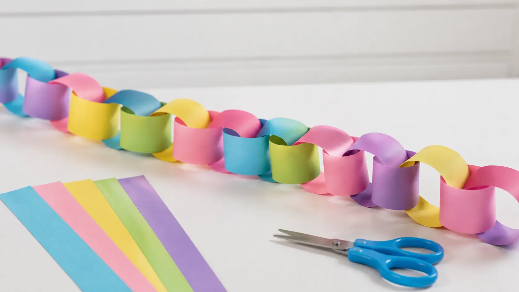 Colorful paper chain garland decoration