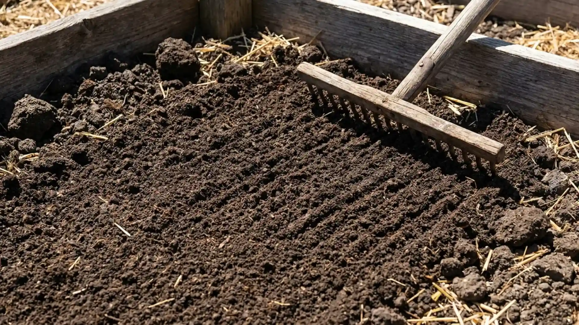 A freshly raked and loosened garden bed ready for planting