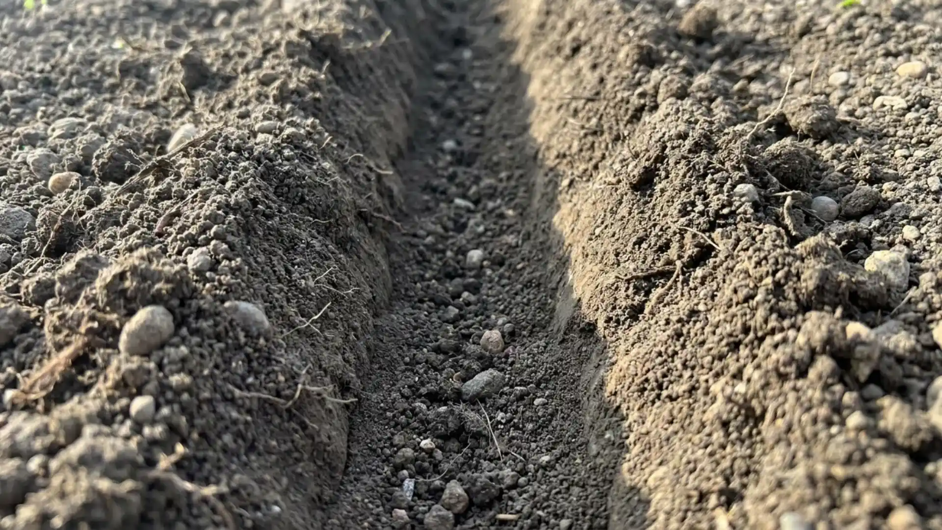 An onion set to be placed in a shallow trench dug into garden soil
