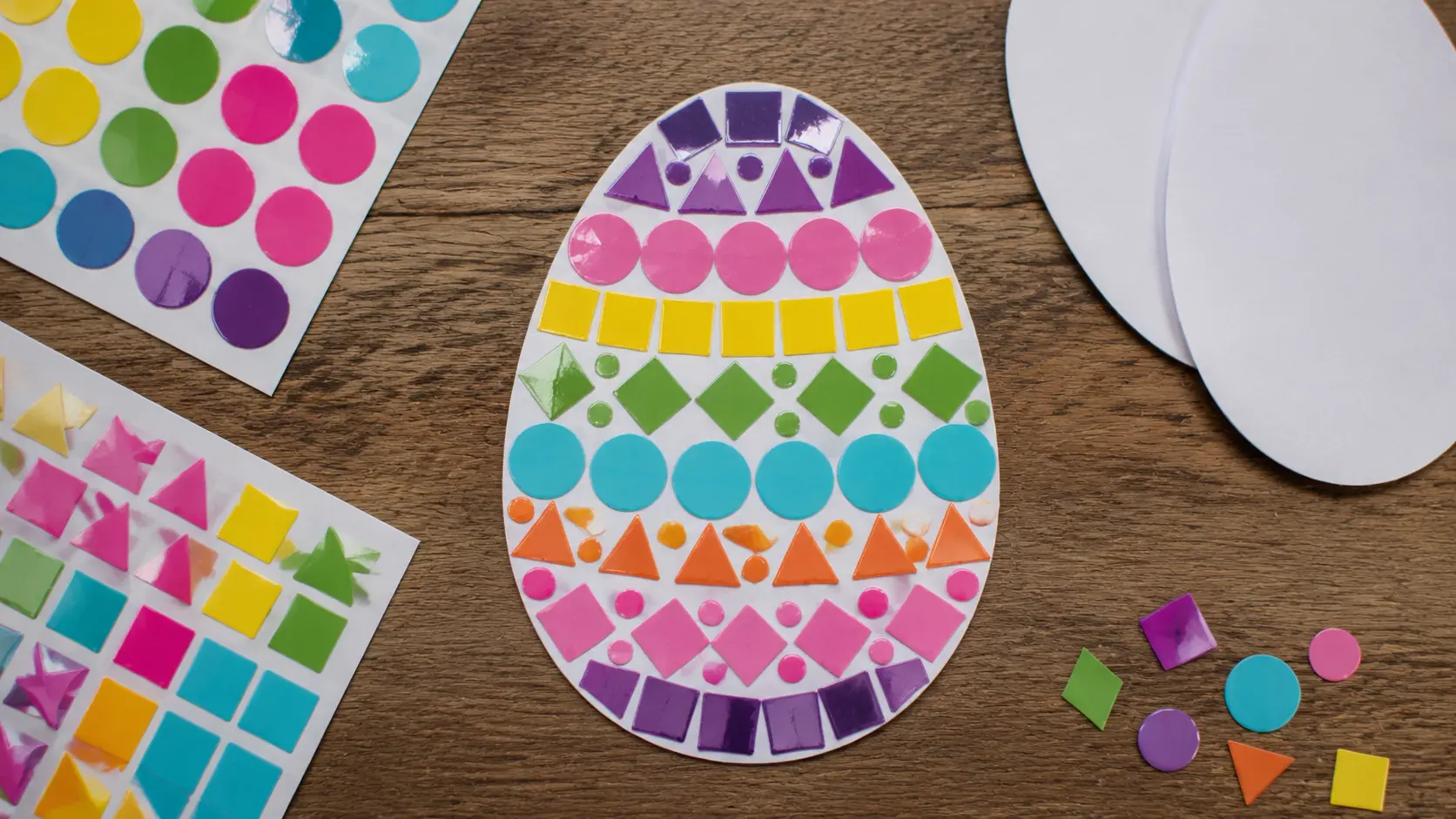Sticker mosaic egg craft for Easter